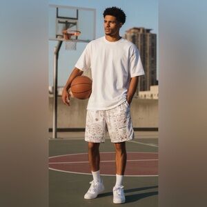 Ryoko Rain Basketball Shorts Mocha Paisley Bandana Graphic Mens Size M